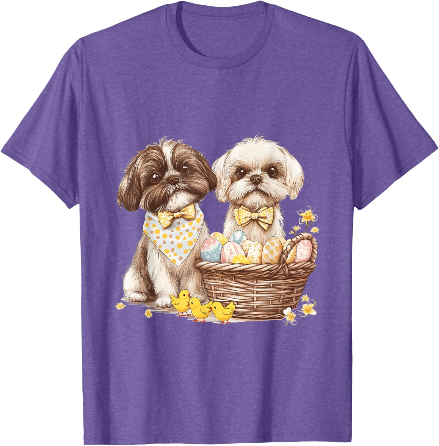 Happy Easter Shih Tzu Dog T-Shirt with Eggs and Chicks for Fun Celebrations - 15
