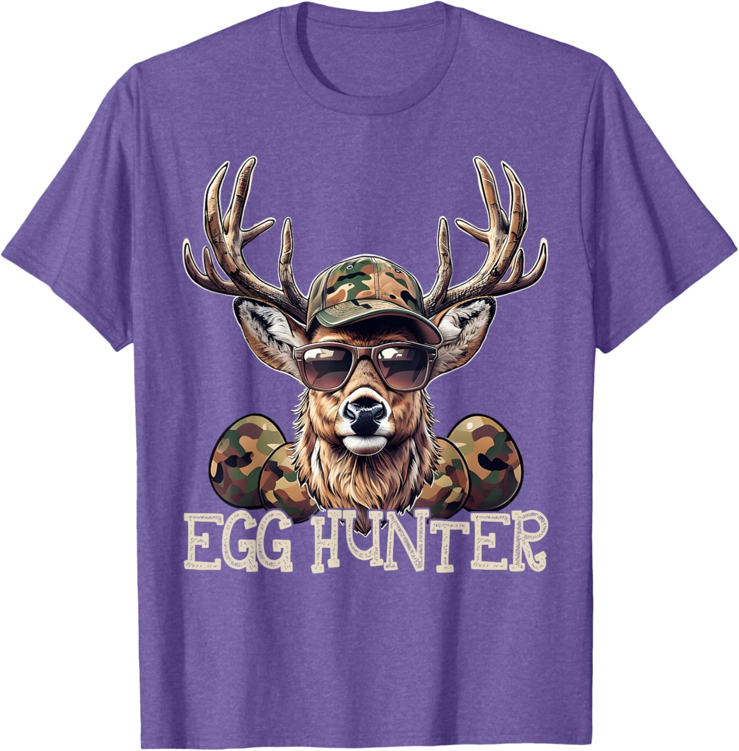 Egg Hunter Deer Camo Cap Boys T-Shirt Perfect for Easter and Hunting - 4