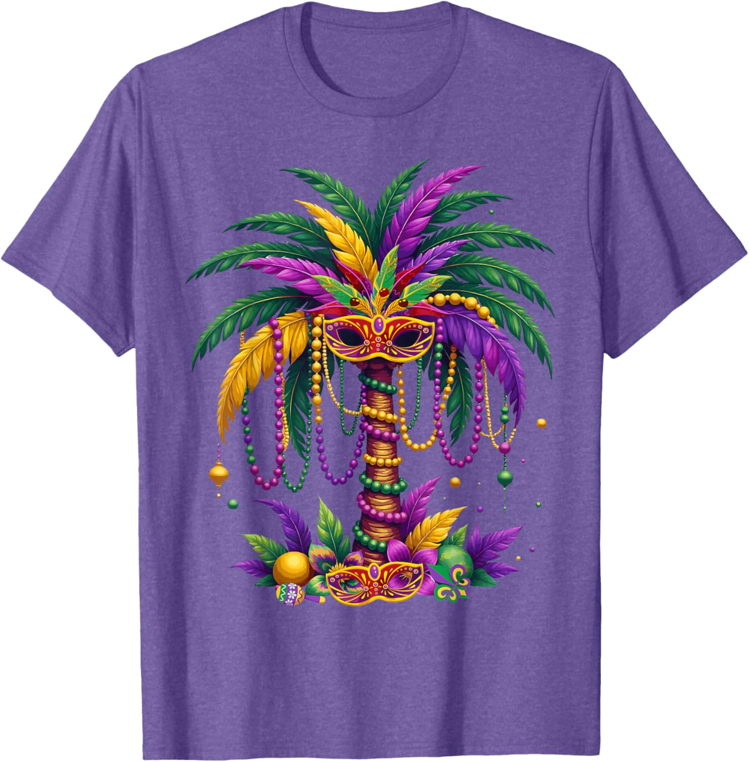 Funny Palm Tree and Beads T-Shirt for Mardi Gras Tropical Parties - 29