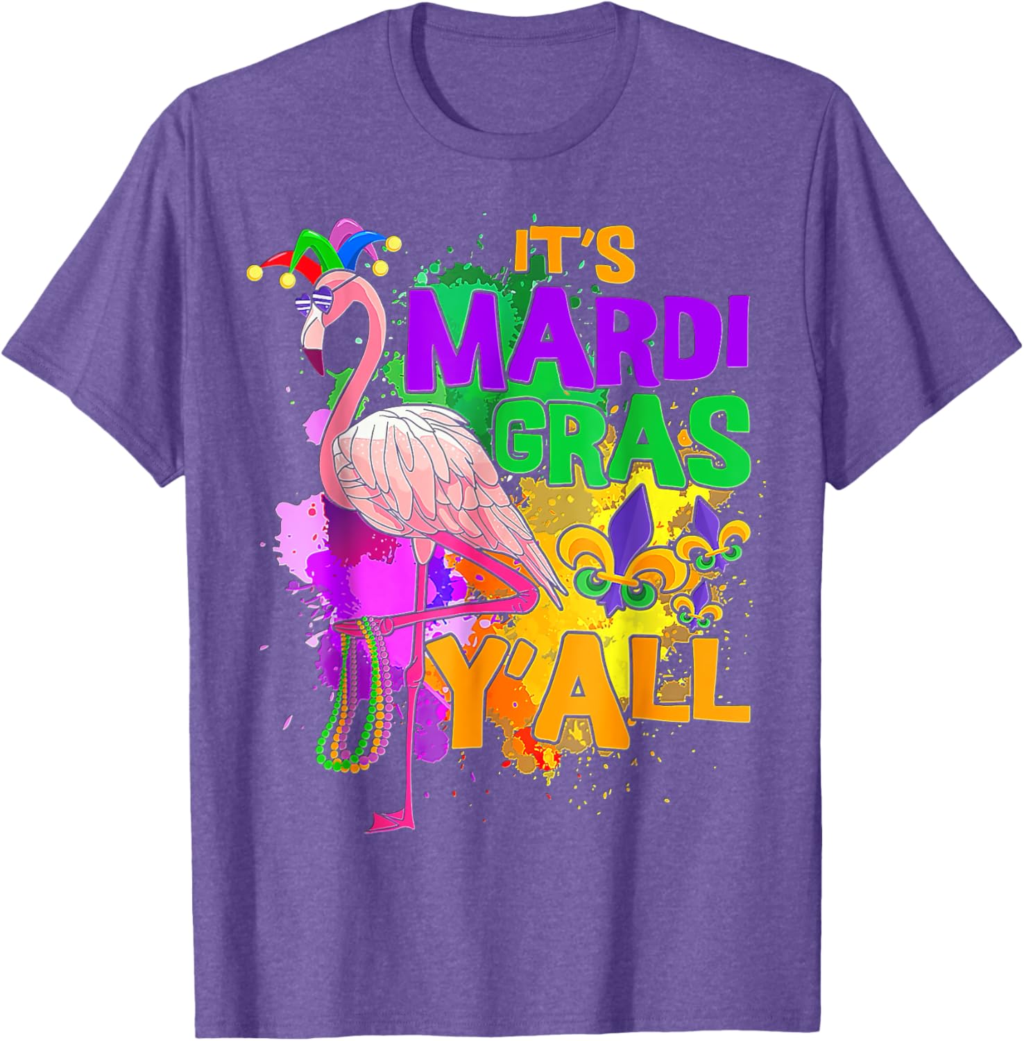 Flamingo Mardi Gras Carnival Party T-Shirt for Fun Festive Celebrations - 1