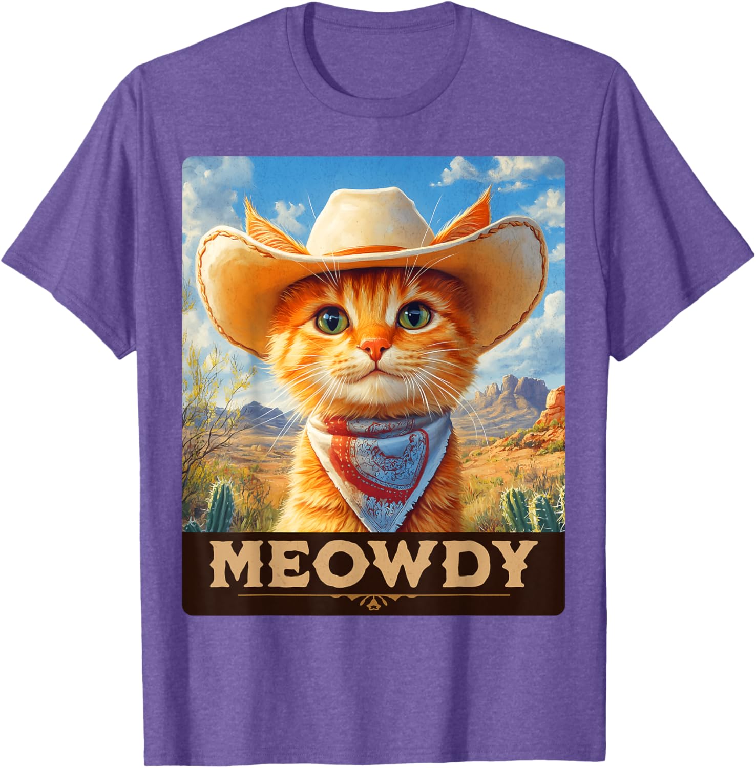 Meowdy Cowboy Cat T-Shirt for Wild West Lovers - Fun Pet Apparel - 17