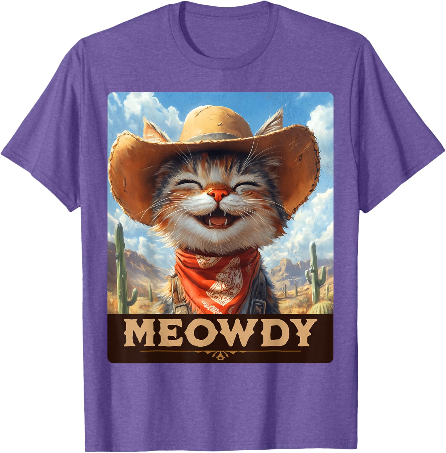 Meowdy Cowboy Cat T-Shirt - Wild West Feline Fun for Cat Lovers - 9