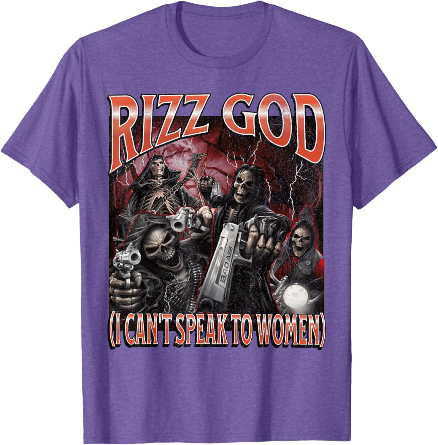 Funny Rizz God Skeleton Meme Tee for Men Who Can't Talk to Women - 16