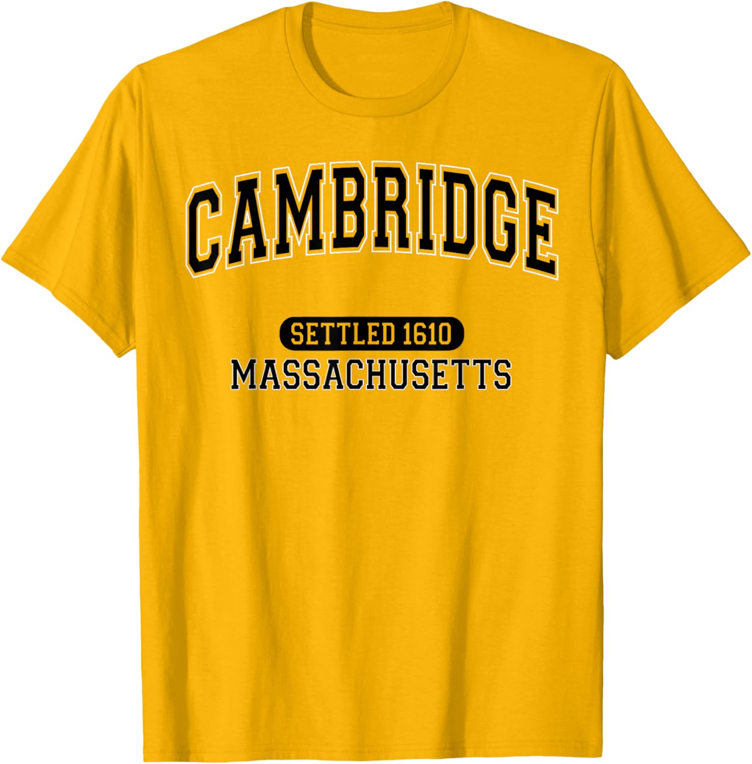 Vintage Arched Black T-Shirt Celebrating Cambridge Massachusetts 1610 - 16