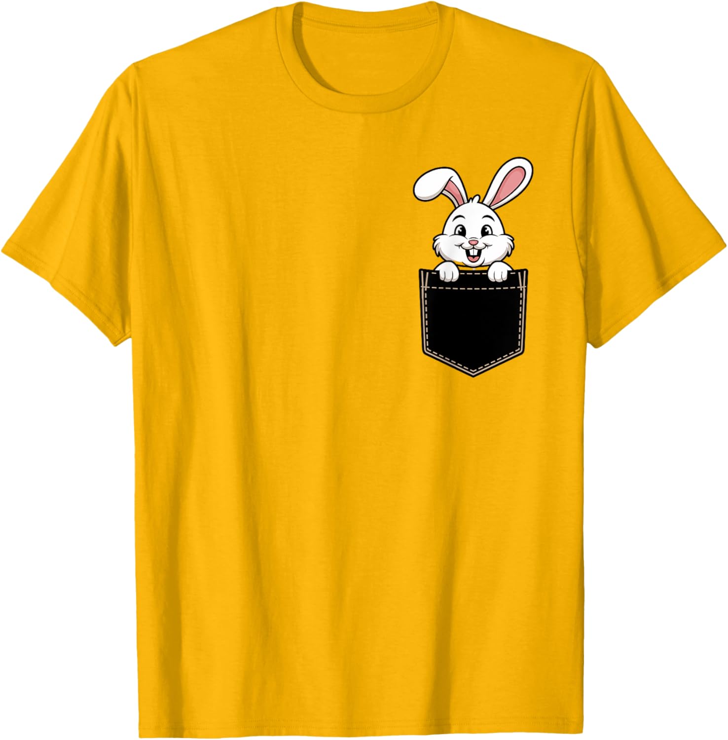 Cute Funny Rabbit Pocket T-Shirt for Men and Women - Adorable Animal Tee - 6