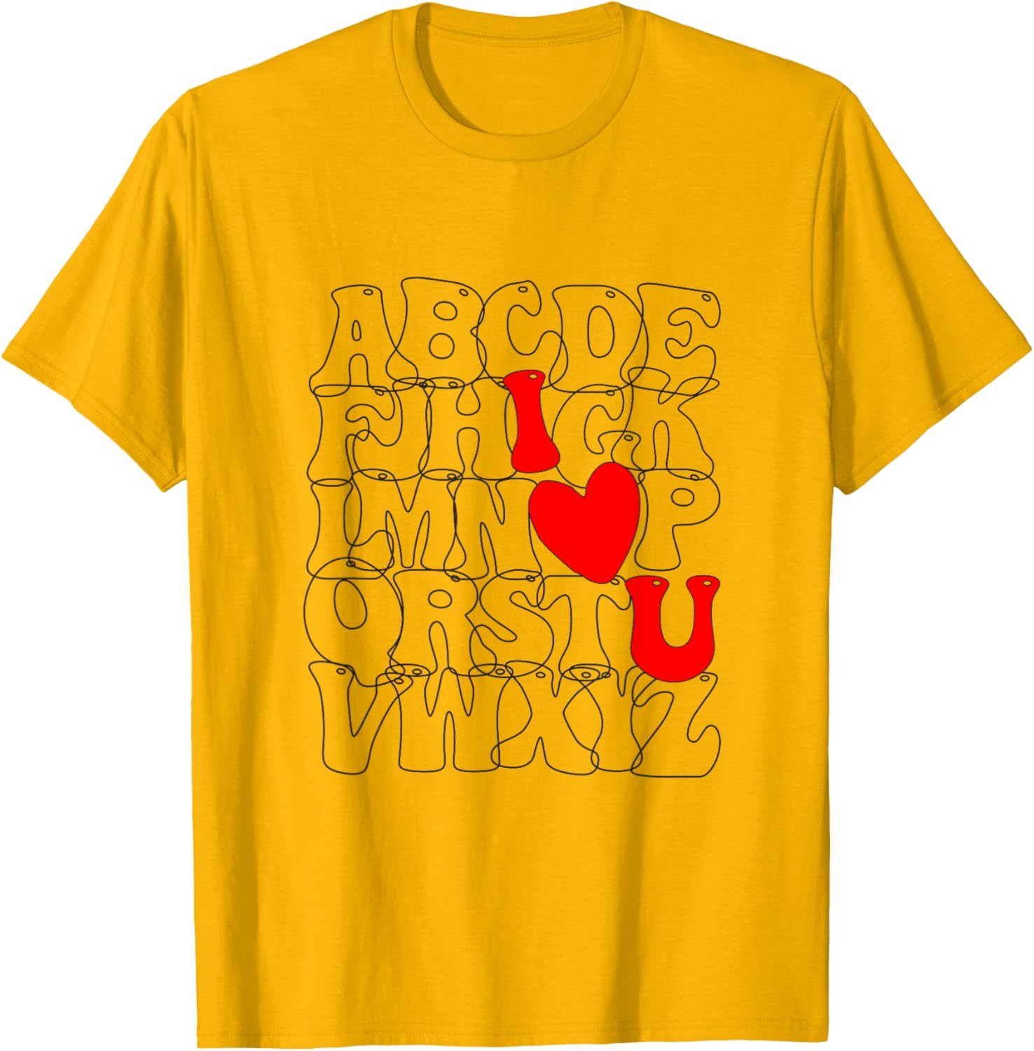 Cute Alphabet ABC I Love You Heart T-Shirt for Valentine's Day Fun - 2