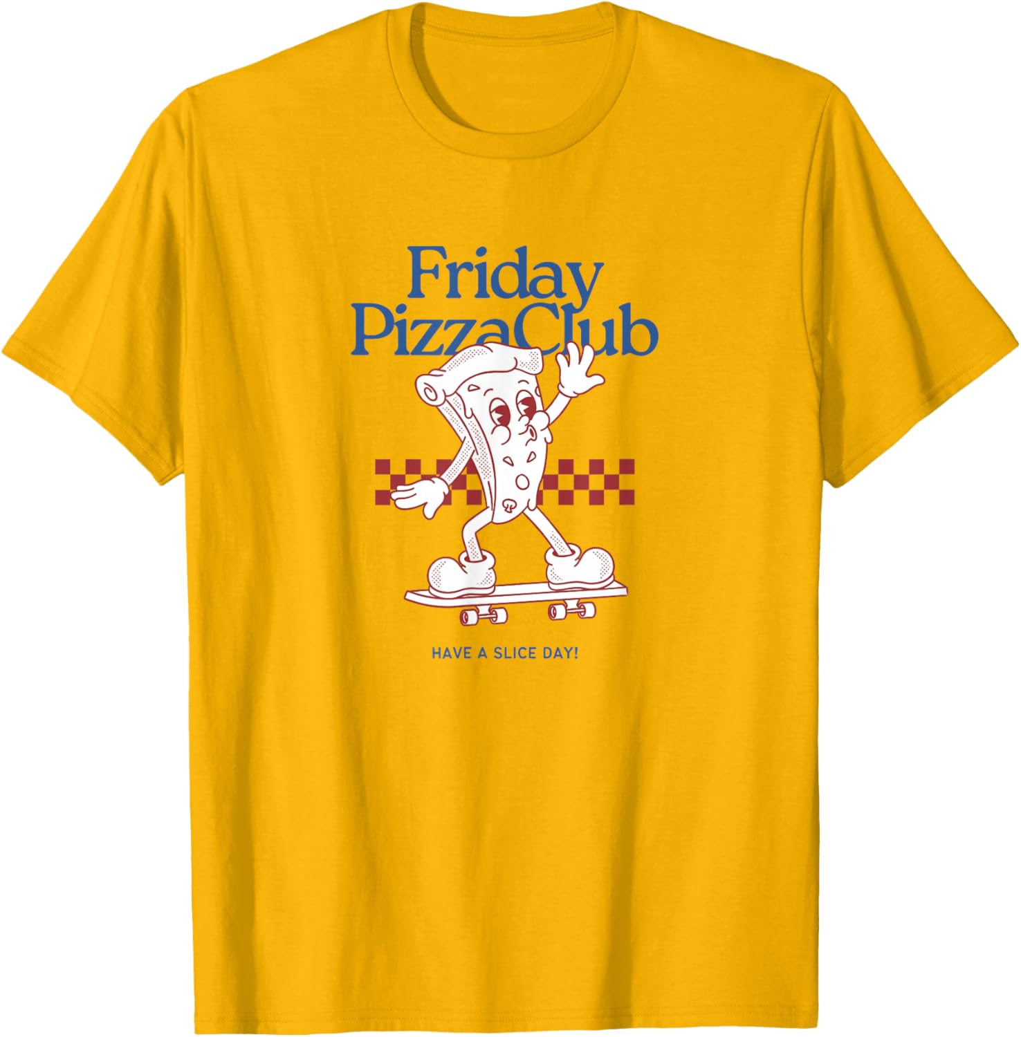 Funny Friday Pizza Club Retro Skateboard Pizza Slice T-Shirt for Fun Lovers - 1