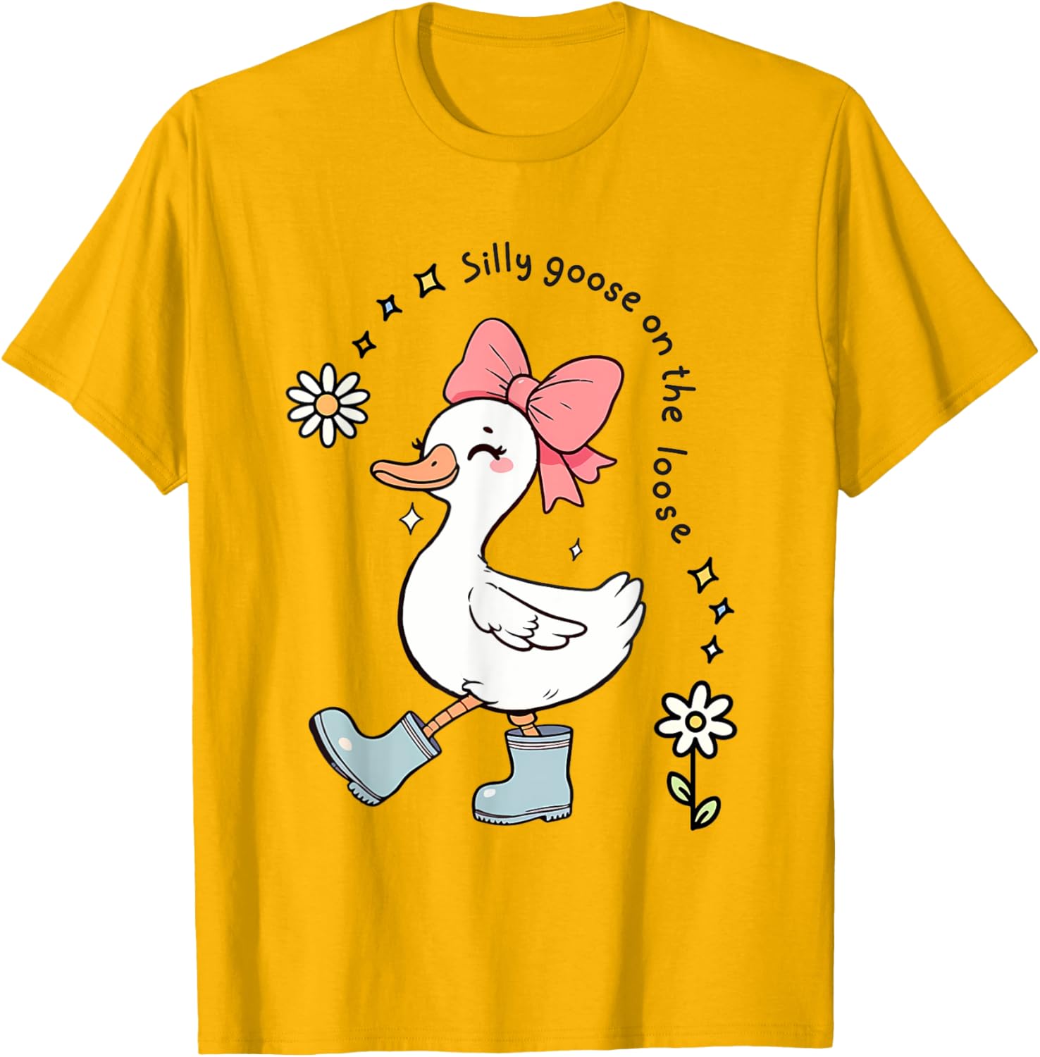 Funny Silly Goose On The Loose Kids T-Shirt for Girls - Adorable Design - 10