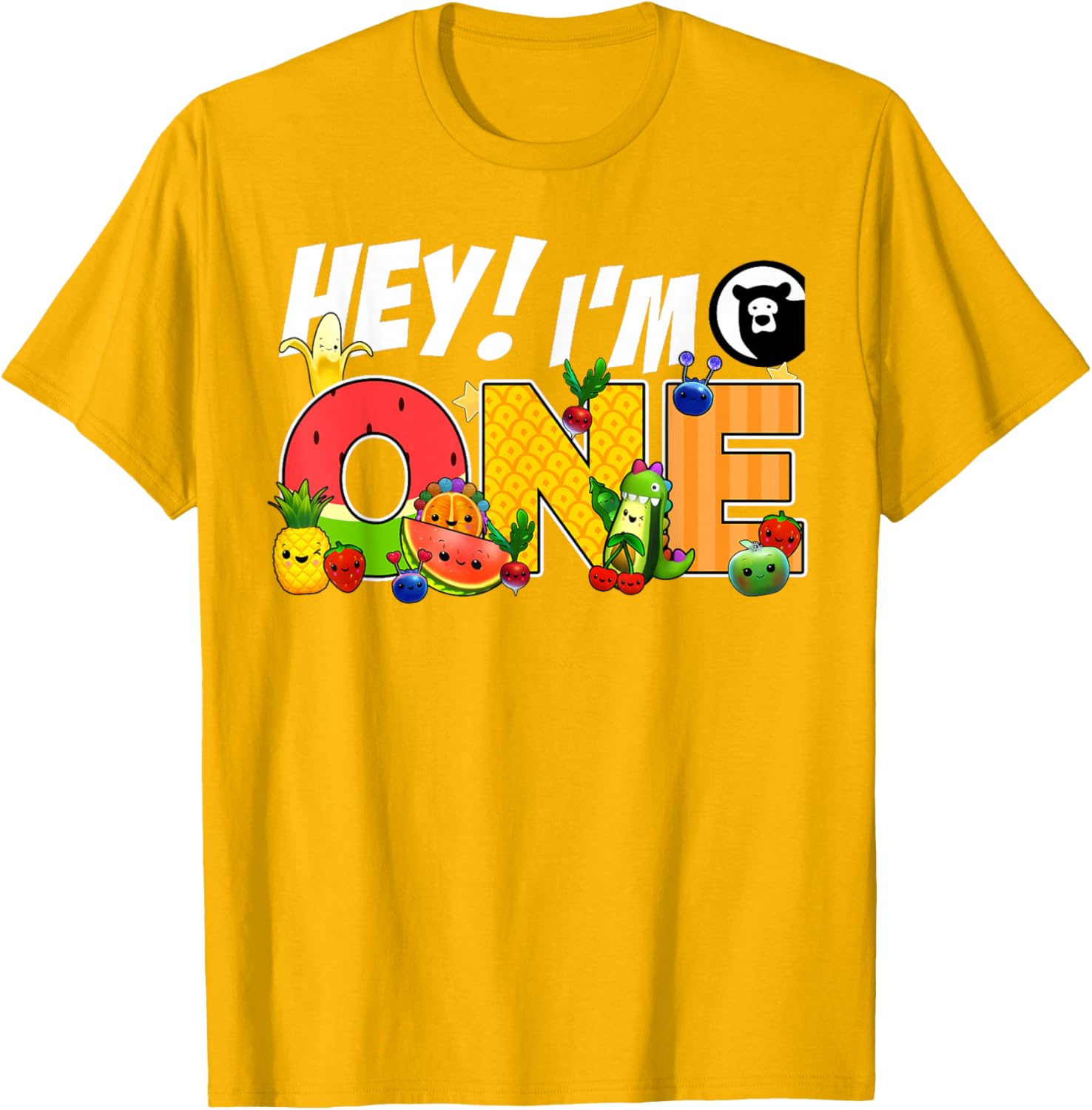 Funny Hey I'm One Birthday Boy T-Shirt for Kids with Cute Fruit Design - 7