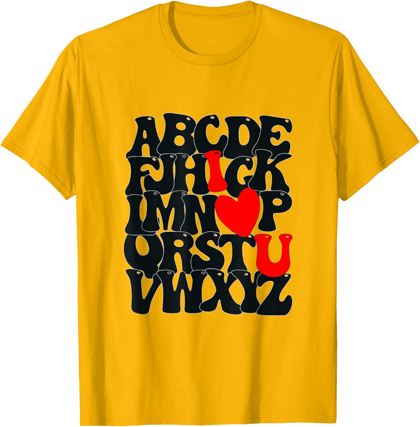 Cute Alphabet ABC I Love You Heart T-Shirt for Valentine's Day Gift - 10