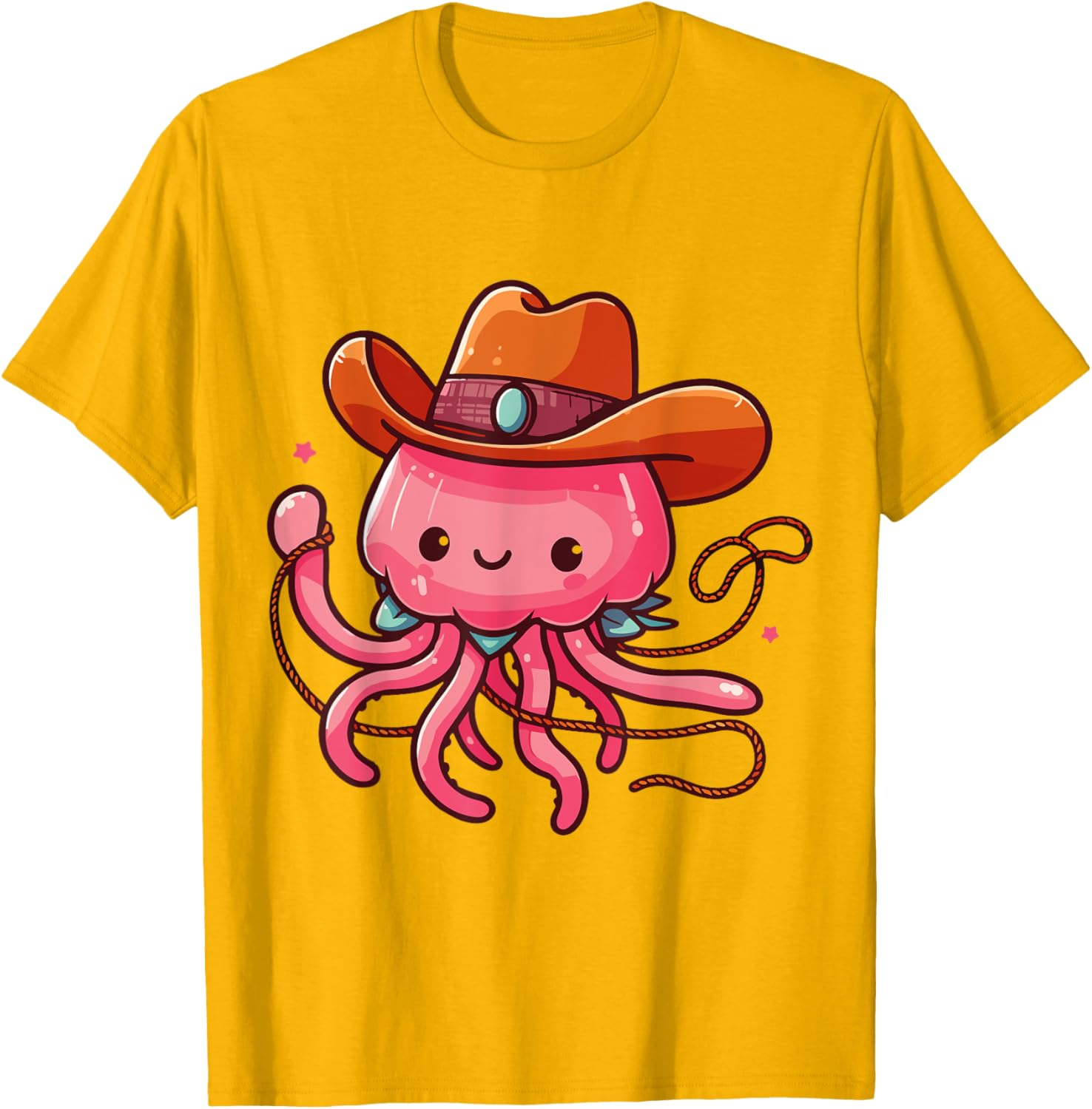 Western Rodeo Cowboy Hat and Jellyfish Texas Animals T-Shirt for Men - 25