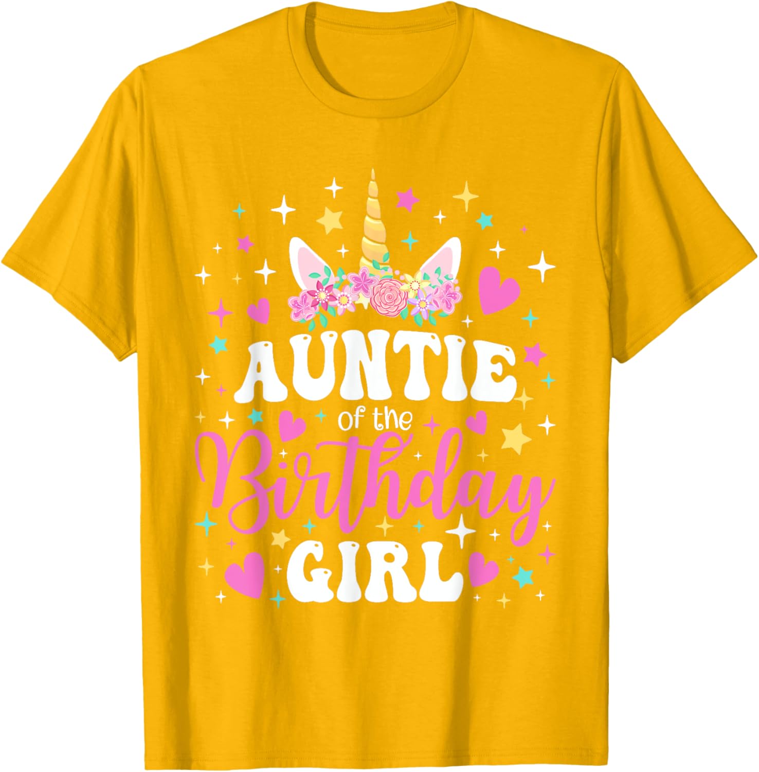 Unicorn Auntie Birthday Matching T-Shirt for Family Celebration Fun - 8