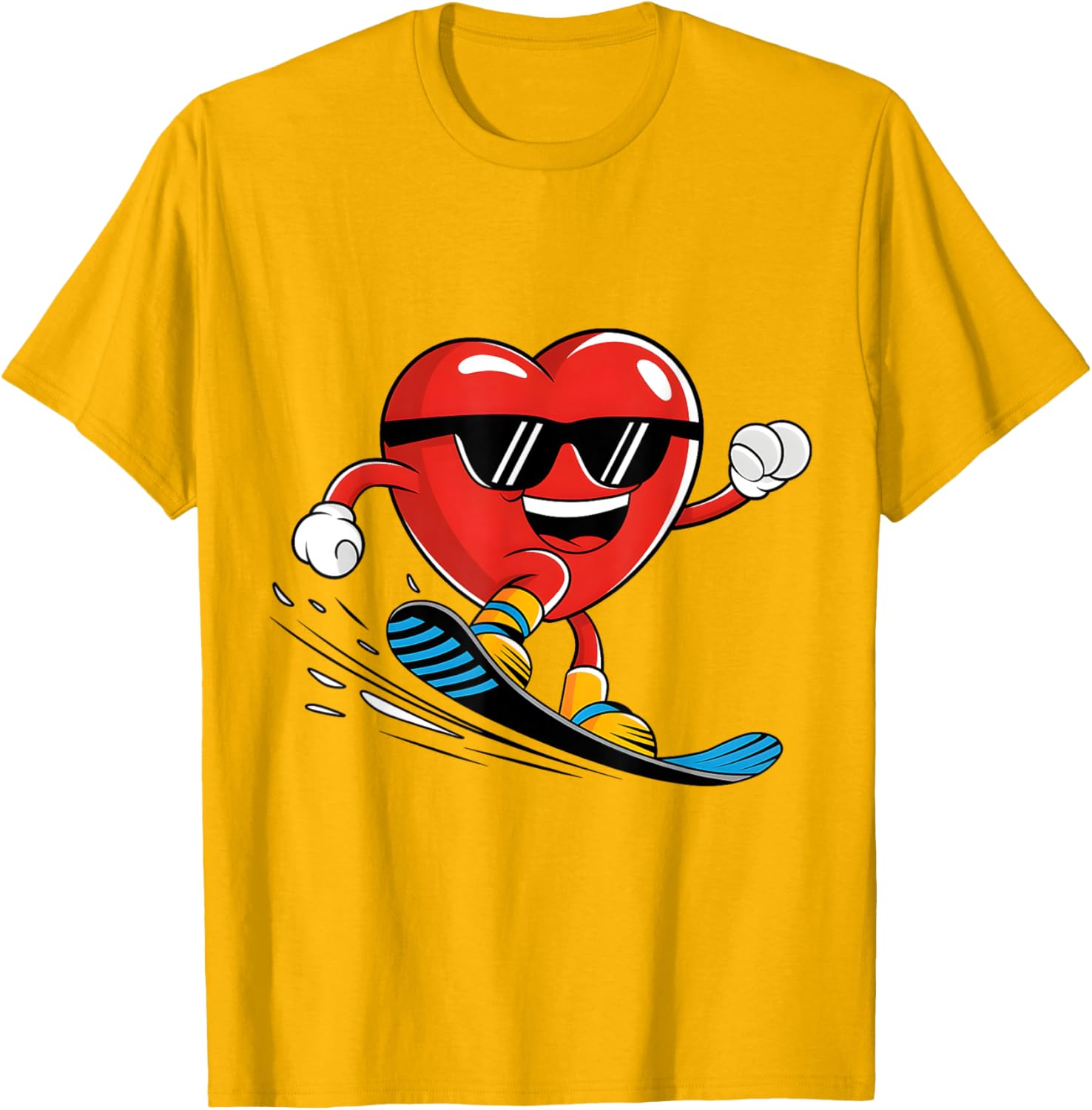 Snowboard Heart Valentine's Day T-Shirt for Boys and Girls Fun Gift - 9