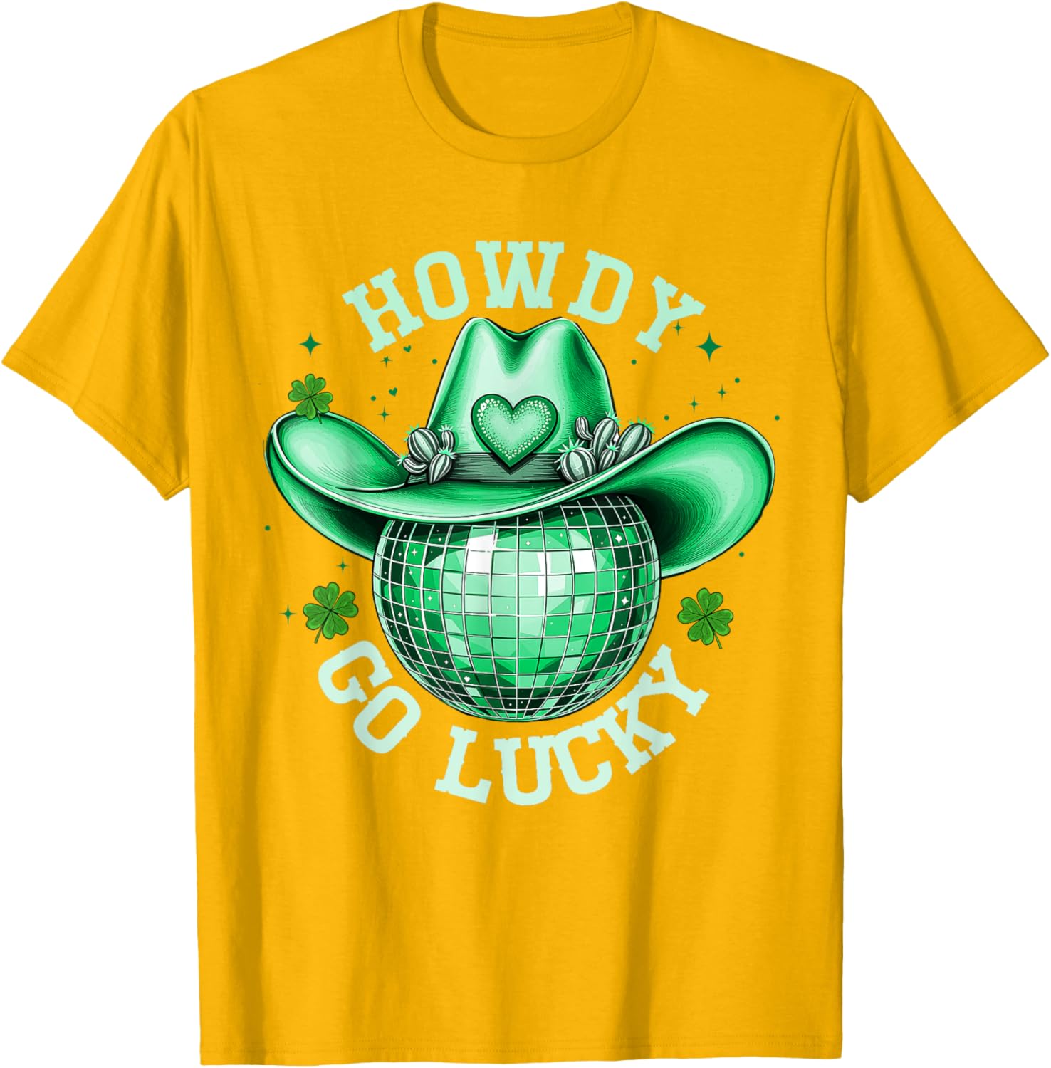 Howdy Go Lucky Disco Western Irish Shamrock T-Shirt for St. Patrick's Day - 1