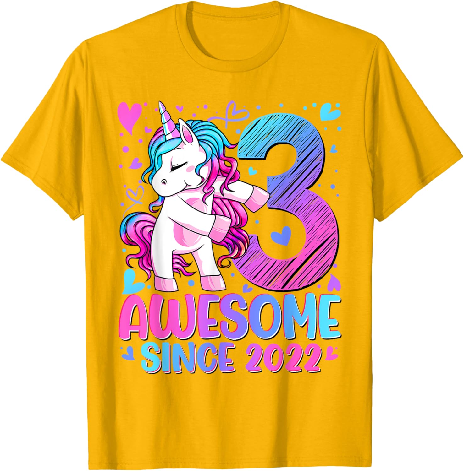 Cute Unicorn T-Shirt for 3 Year Old Girls Birthday Party Gifts - 14