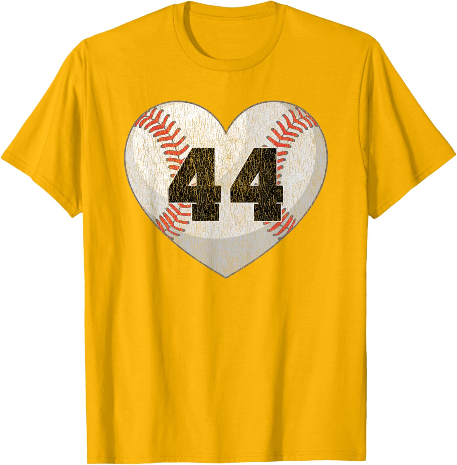 Cute Baseball Number 44 Distressed Heart T-Shirt for Baseball Moms - 3