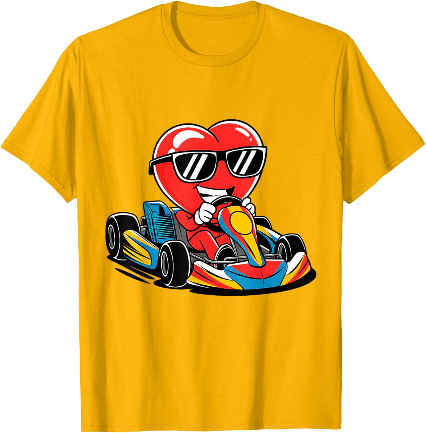 Heart Racing Go-Kart Valentine's Day T-Shirt for Boys and Girls - 2