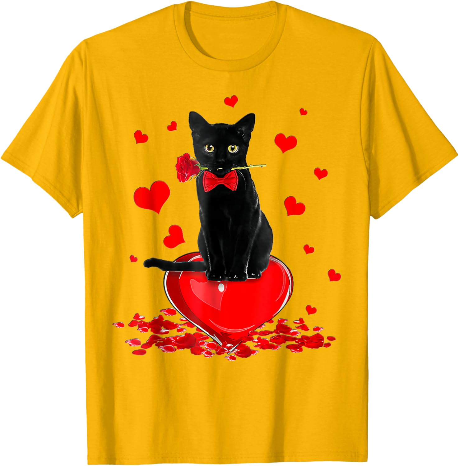 Cute Black Cat Valentine's Day Hearts T-Shirt for Cat Lovers - 22