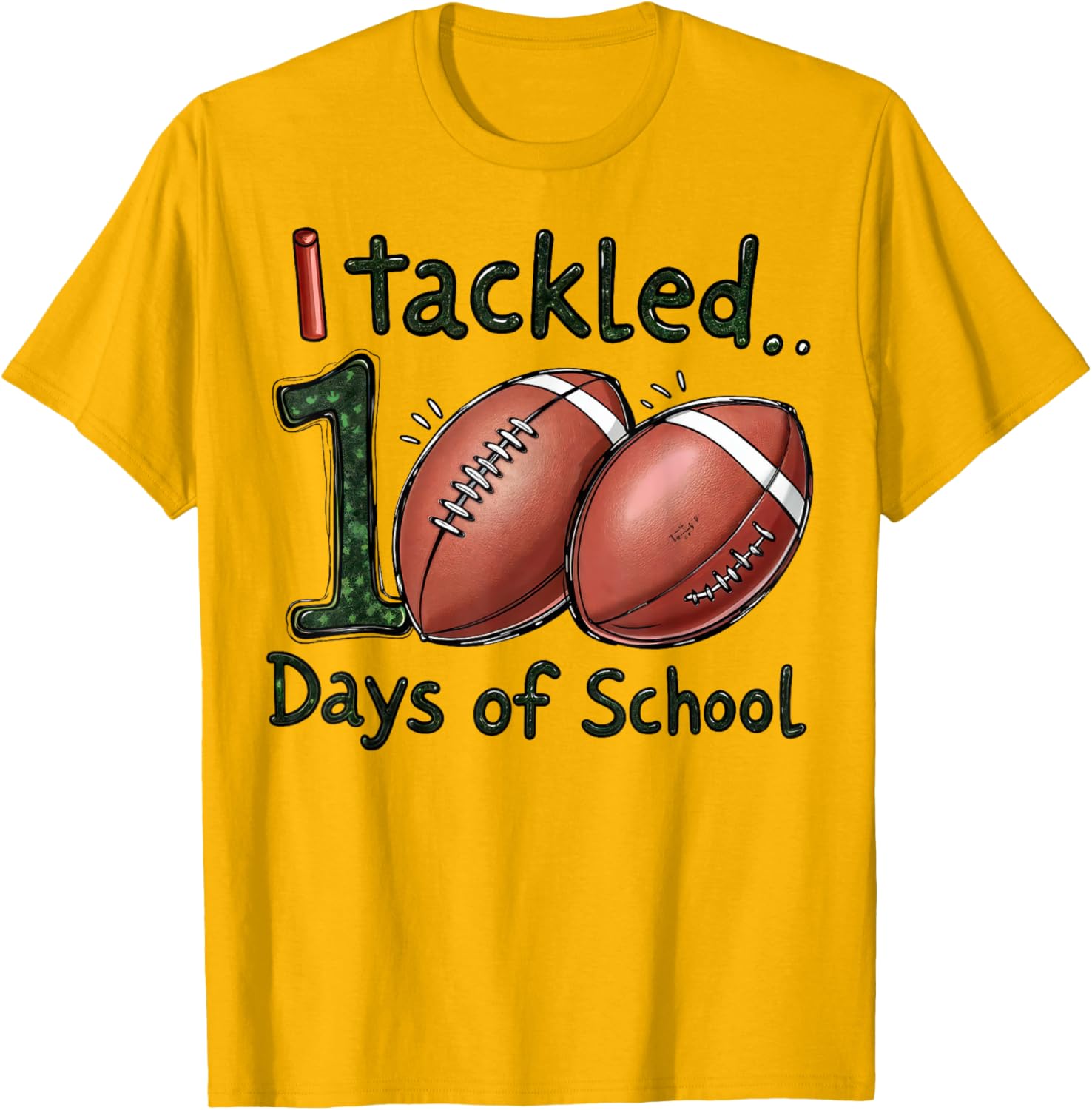 100 Days of School Football Boys T-Shirt for Celebrating Milestones - 15