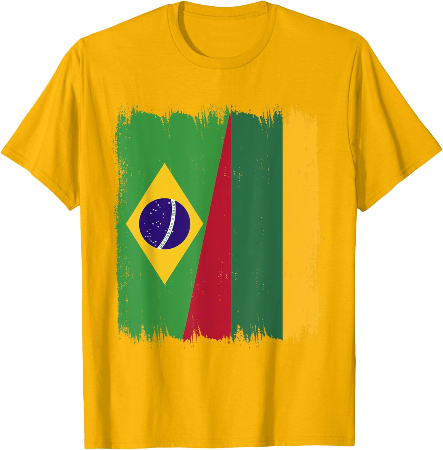 Brazil Lithuania Half Flag Roots T-Shirt for Proud Brazilian Lithuanians - 24