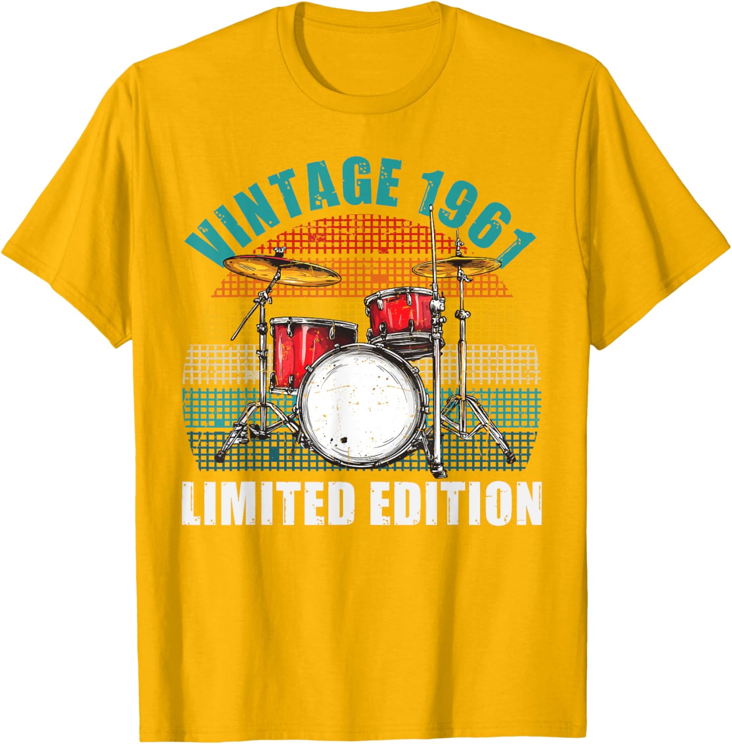 Vintage 1961 Drummer 64th Birthday T-Shirt for Percussion Enthusiasts - 1