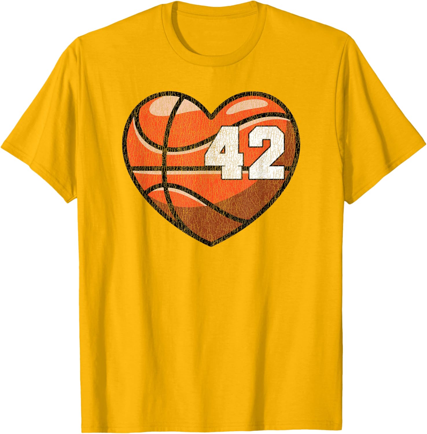 Distressed Heart Design Basketball Number 42 T-Shirt for Fans - 21