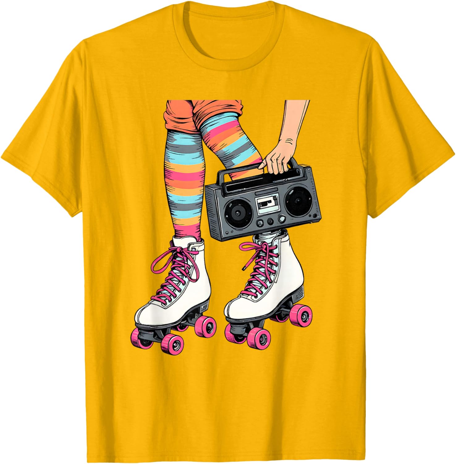 Retro Rollerskates Boombox T-Shirt for Fun 80's 90's Girls Vibes - 7