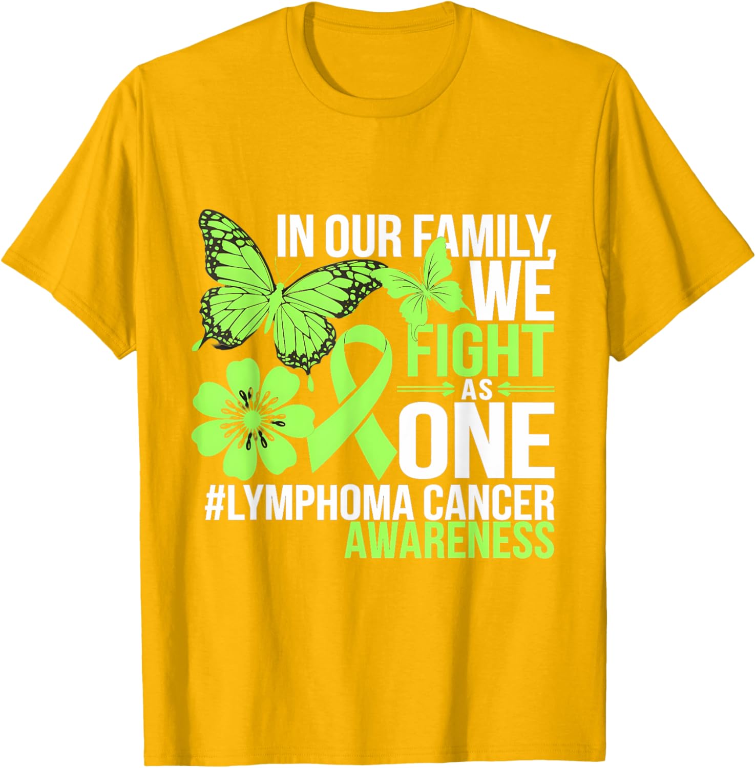 Green Ribbon Lymphoma Awareness We Fight As One T-Shirt for Supporters - 25