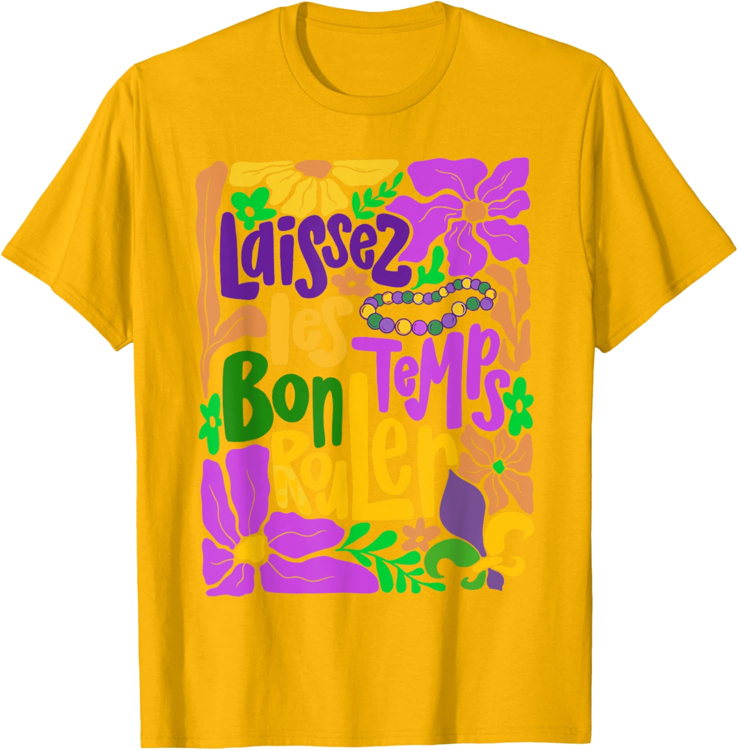 Laissez Les Bon Temps Rouler Mardi Gras Boho Floral T-Shirt for Fun Celebrations - 10
