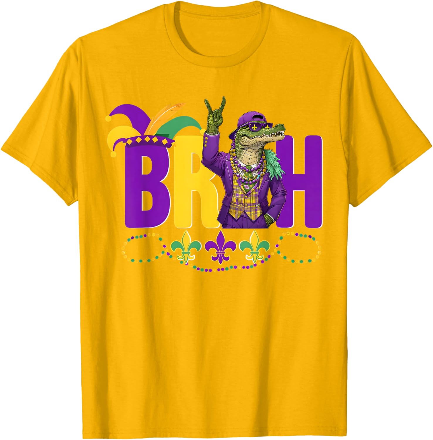 Bruh Mardi Gras Alligator Funny Meme T-Shirt for Boys and Teens - 20