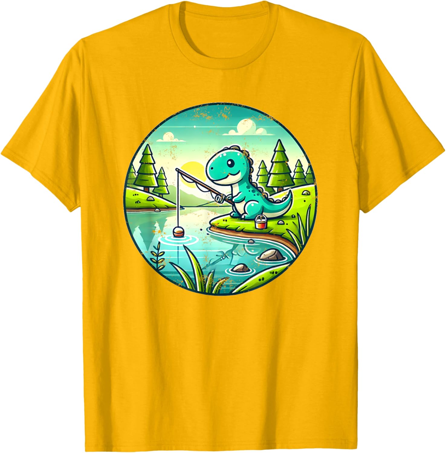 Cute Dinosaur Fishing T-Shirt for Kids and Adults - Fun and Comfy Wear - 13