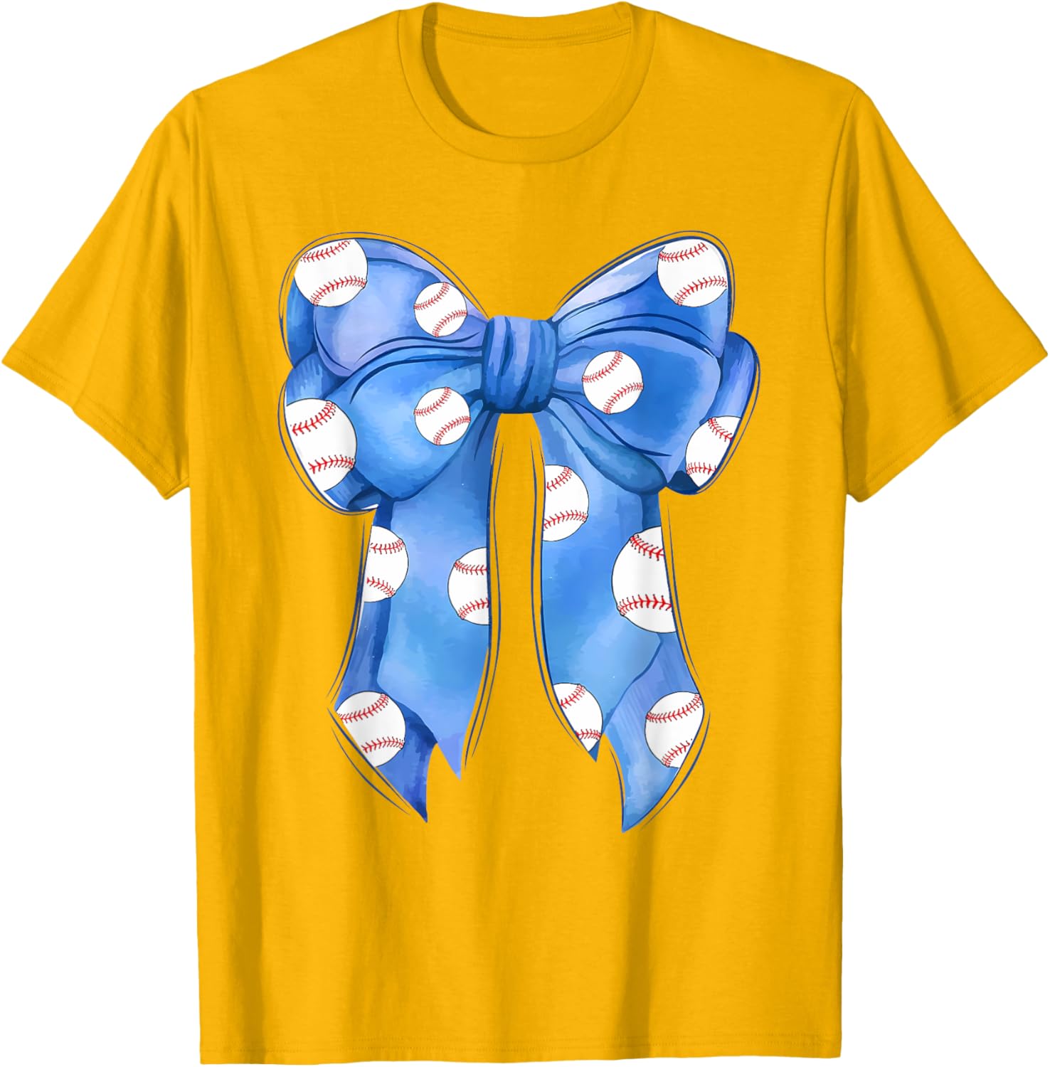 Funny Baseball Blue Team T-Shirt with Coquette Bow for Fans and Players - 9