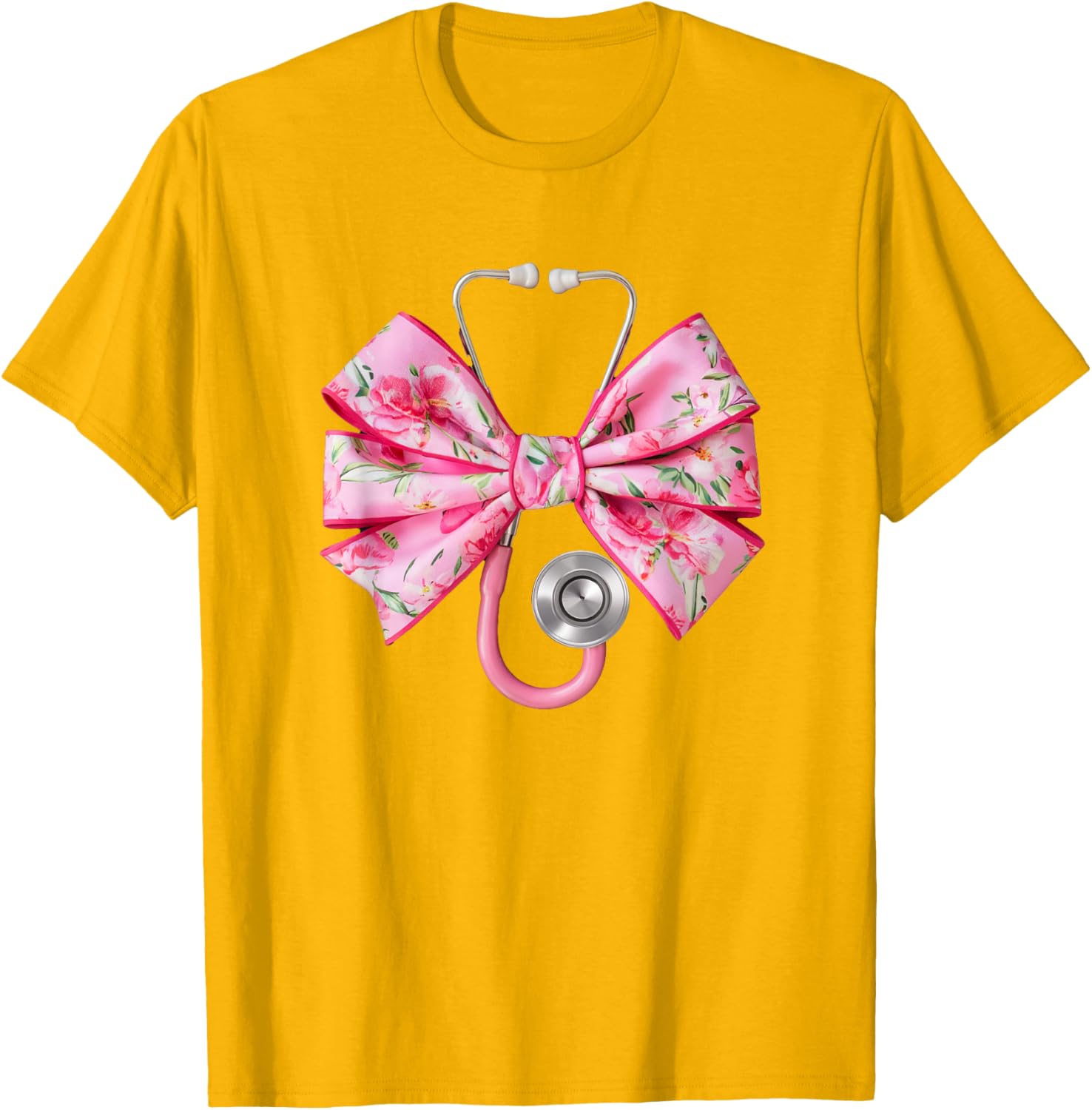 Pink Coquette Nurse Stethoscope Bow T-Shirt for Nurse Appreciation Gift - 2