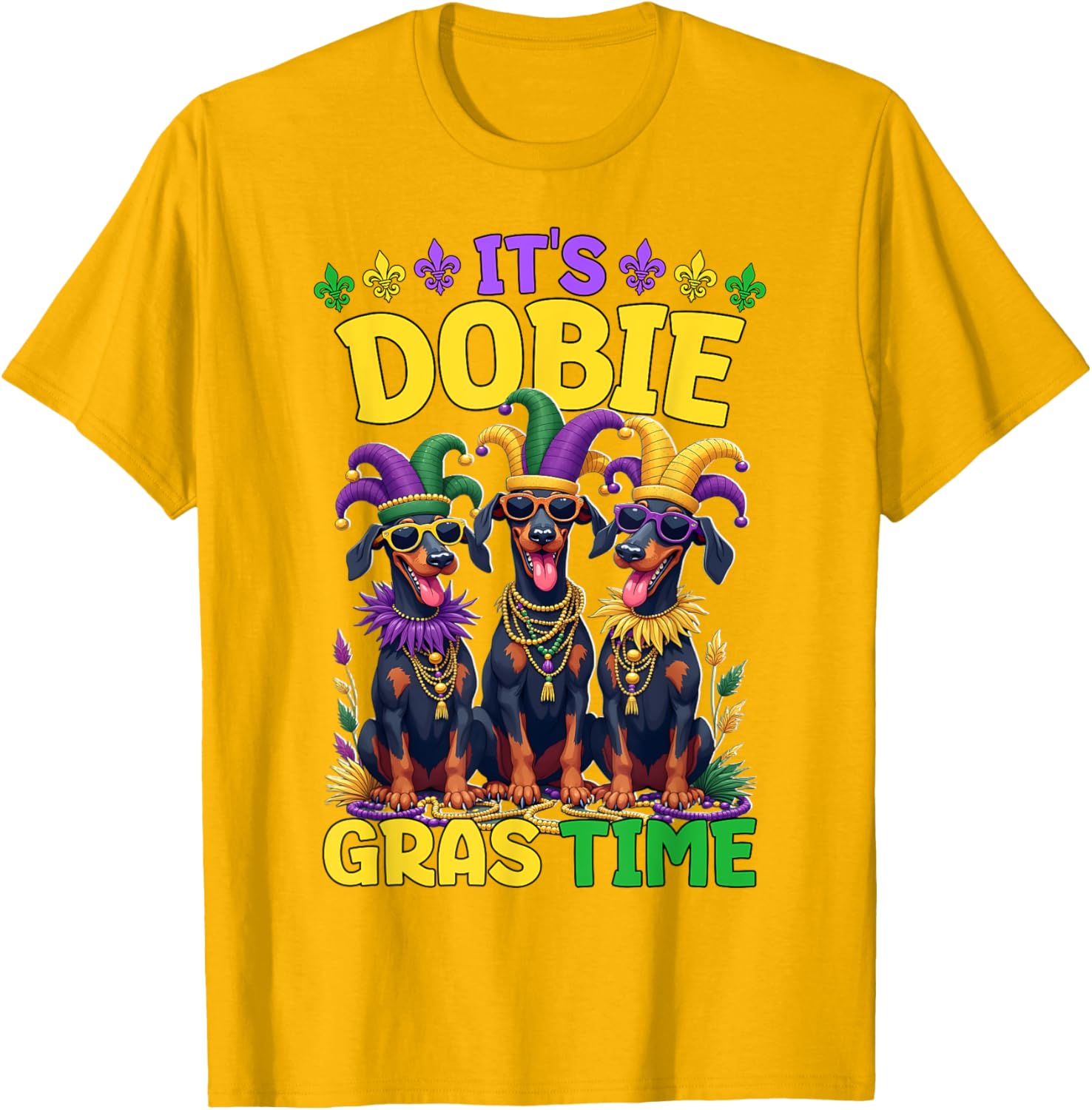 Mardi Gras Doberman T-Shirt Celebrating Carnival Festivities - 23