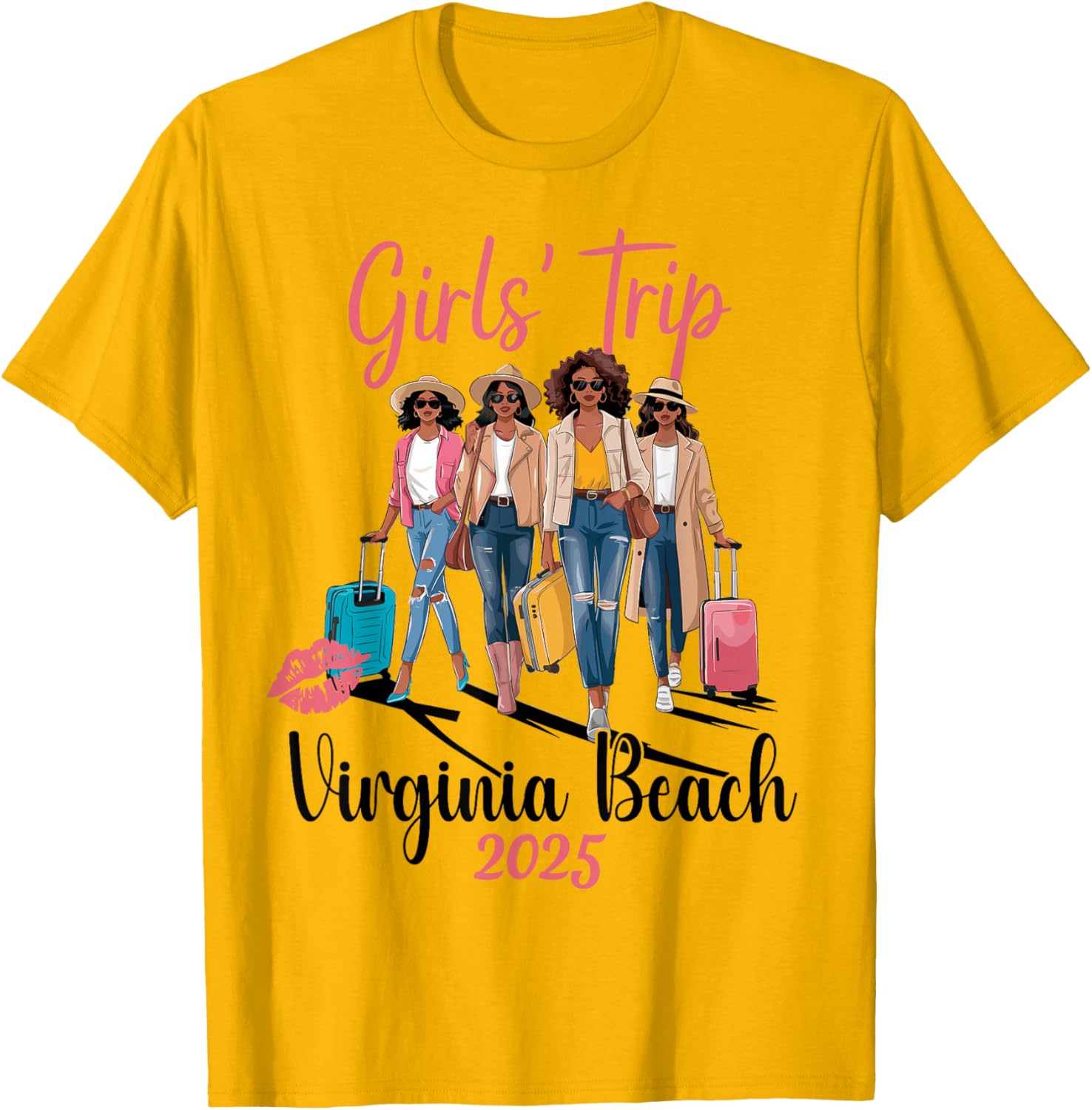 Black Girls Trip Virginia Beach 2025 Vacation Birthday T-Shirt Design - 4