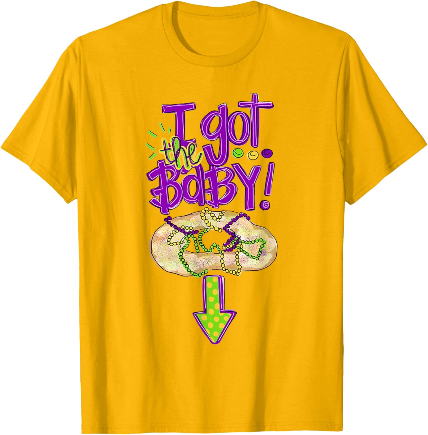 Baby Mardi Gras King Cake Reveal T-Shirt for New Orleans Celebrations - 11