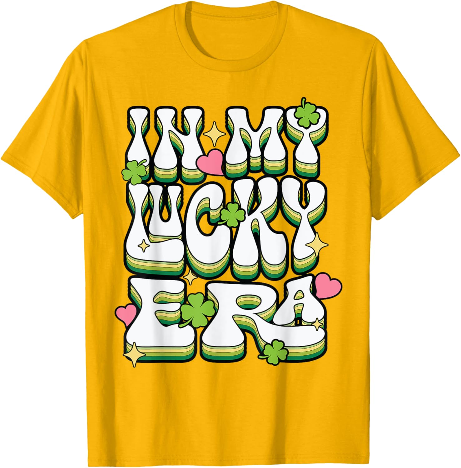 St Patricks Day Lucky Era Funny Irish Shamrock Groovy T-Shirt - 19