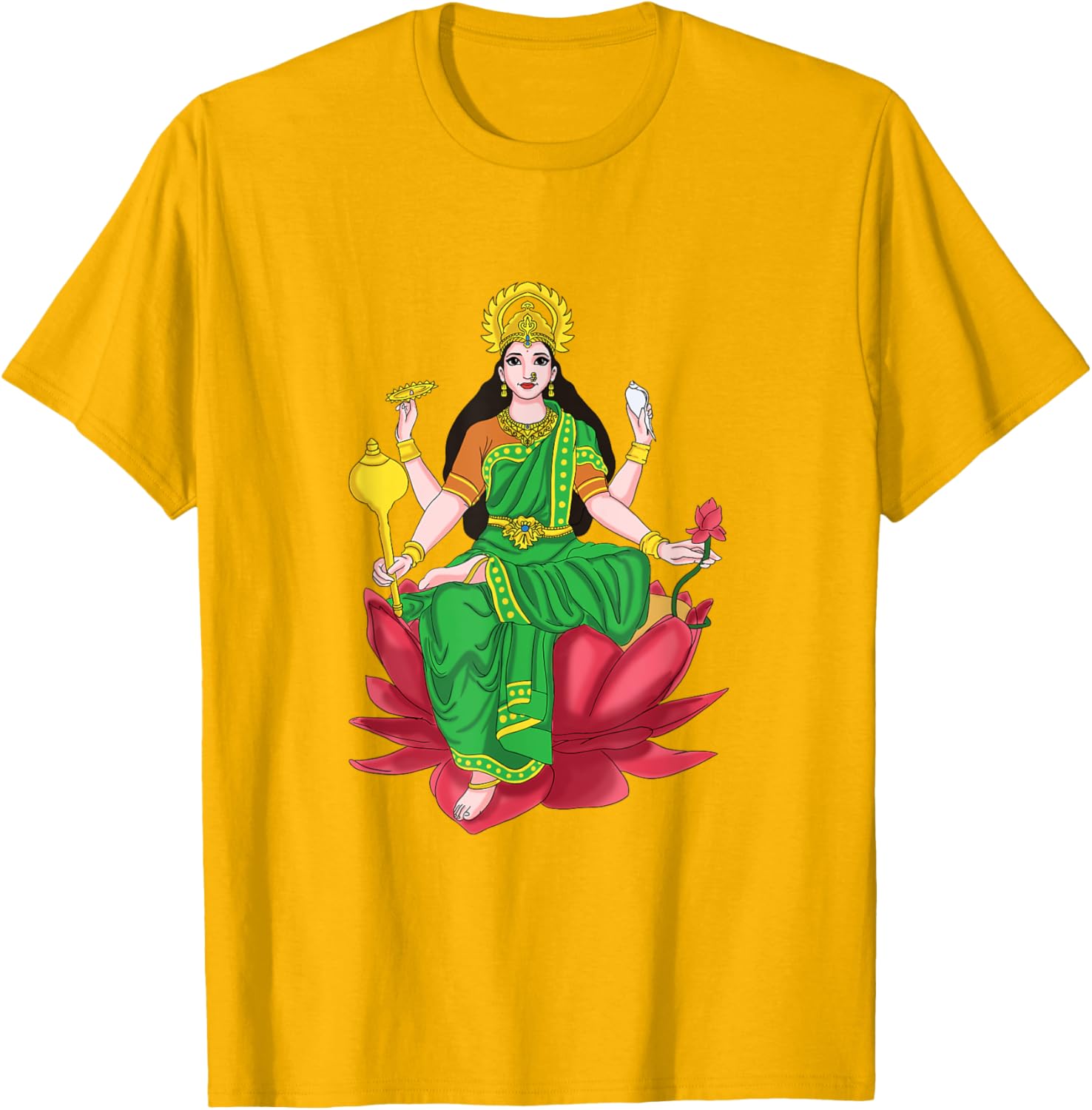 Laxmi Mata Diwali T-Shirt with Lotus Illustration for Pooja Celebrations - 26