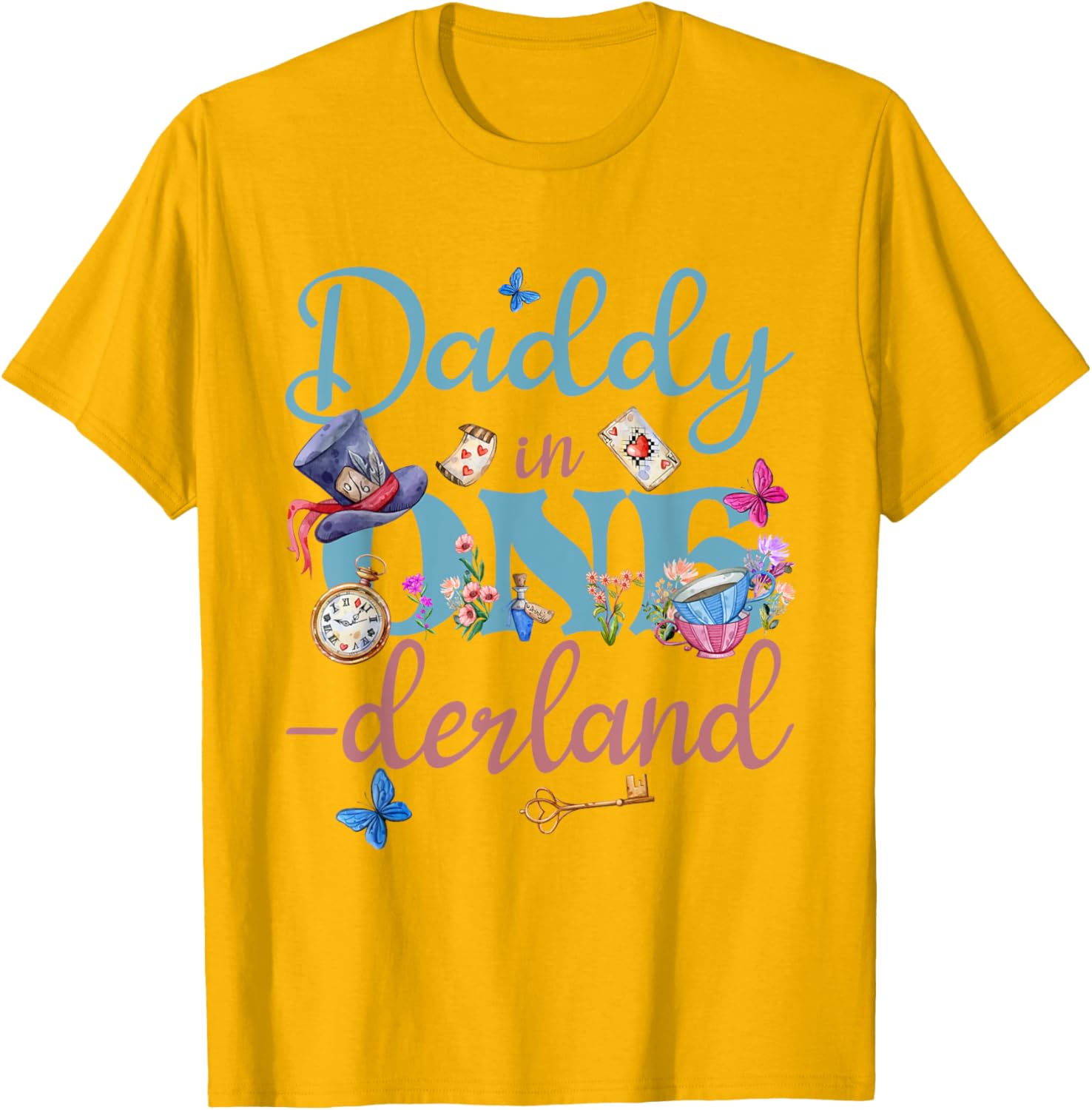 Alice in ONEderland Daddy of Birthday Girl T-Shirt for Celebrations - 28