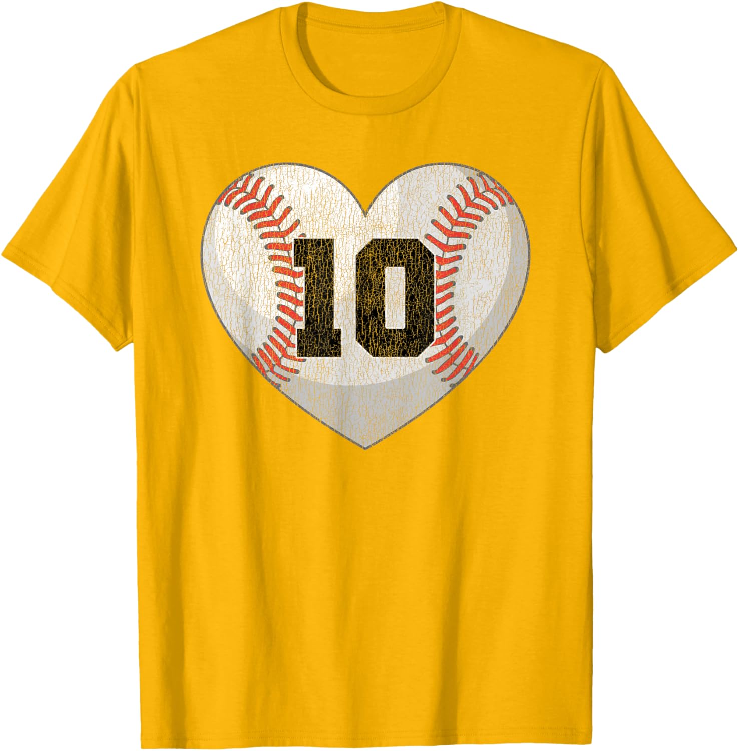 Baseball Mom T-Shirt with Distressed Heart and Number 10 Design - 11