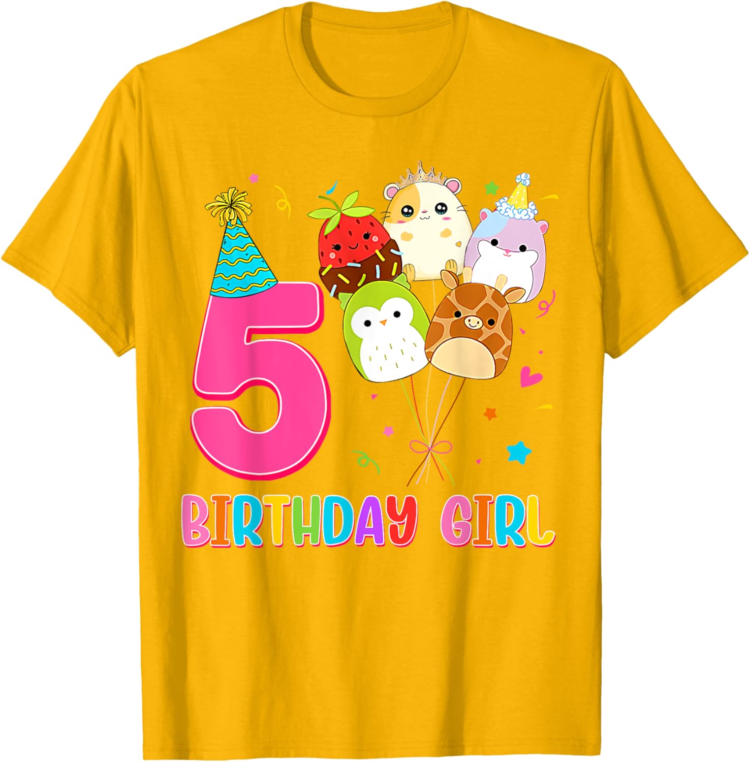 Cute Birthday Girl Squish Squad T-Shirt for 5 Year Old Girls - 19