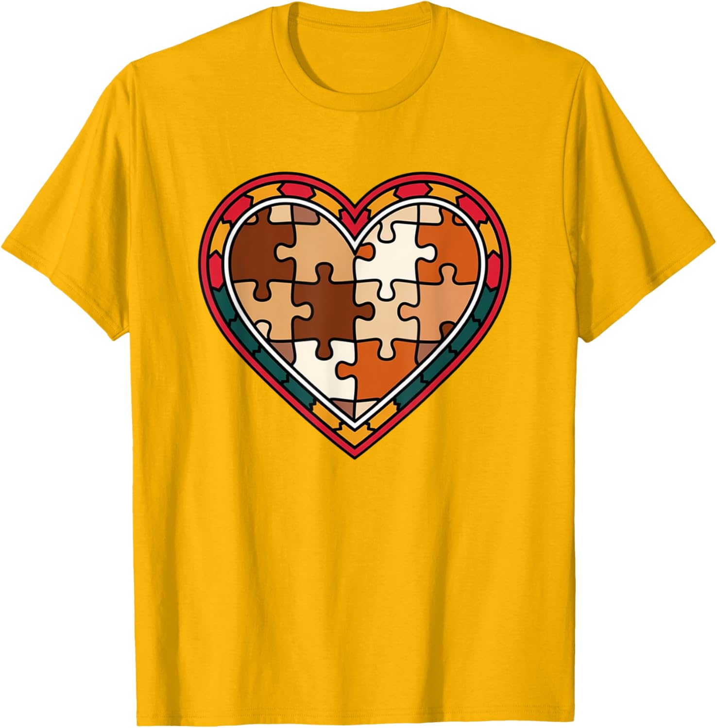 Melanin Heart Puzzle Black History Motivational Afro T-Shirt for All - 24