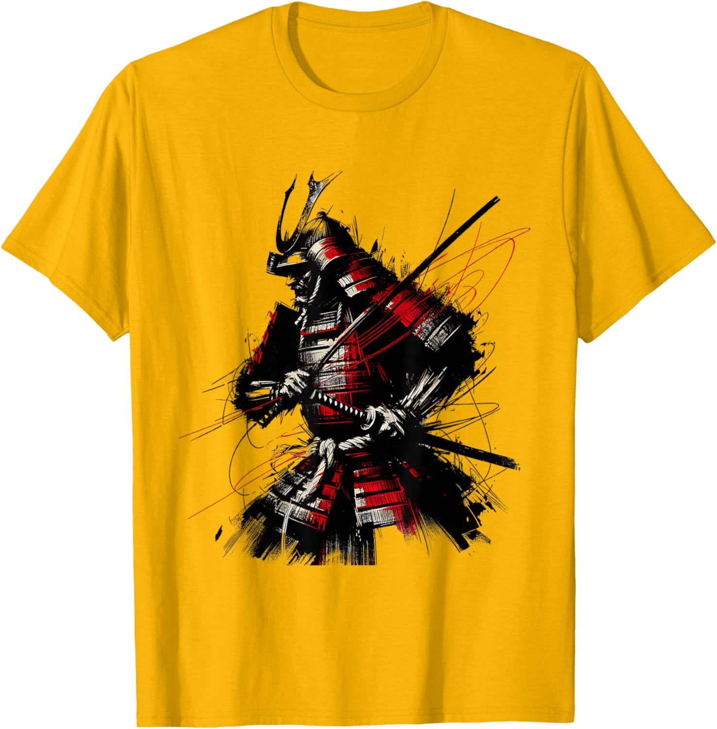 Samurai Brush Stroke Vintage Fighter T-Shirt for Art Lovers - 9