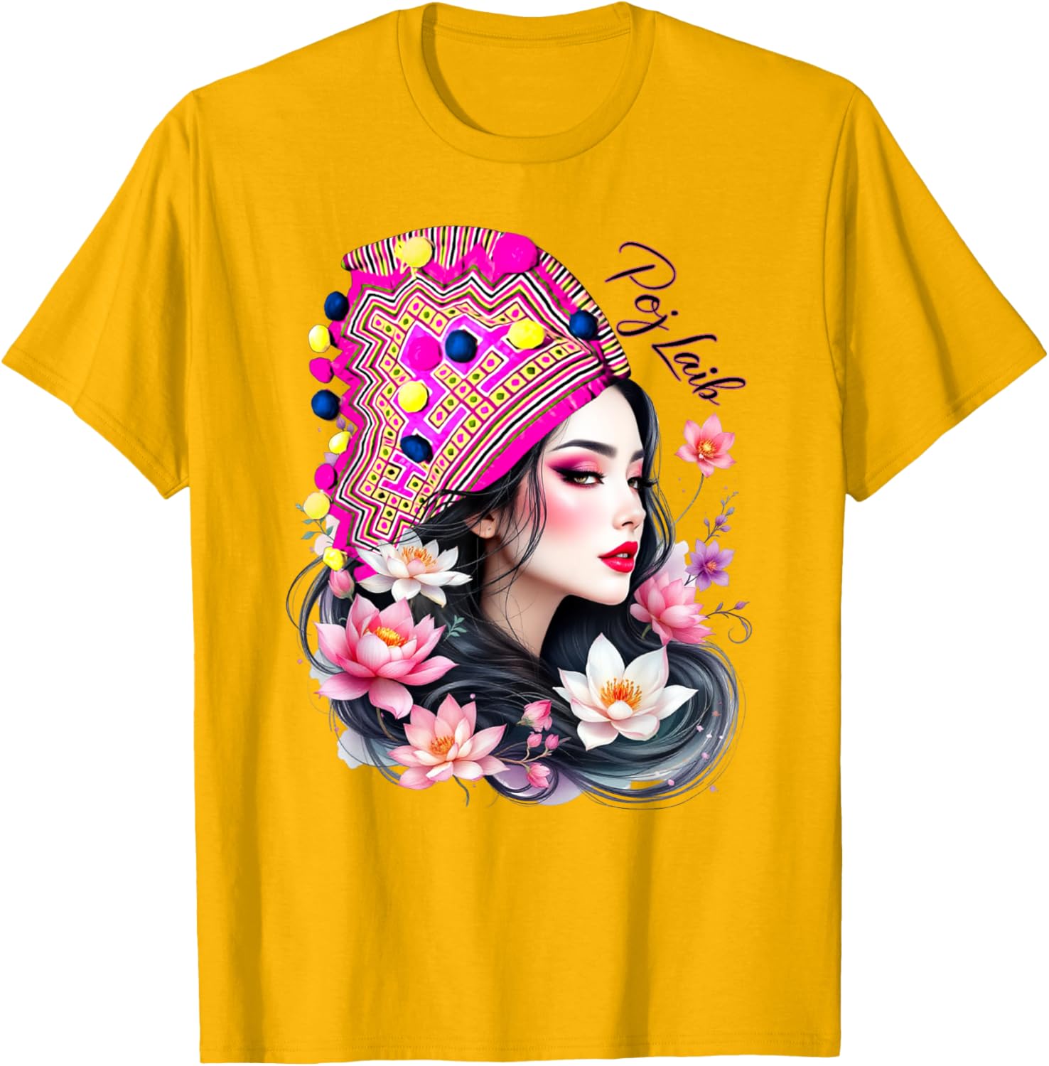 Hmong Proud Floral T-Shirt for Adults and Kids – Lightweight Black Tee - 3