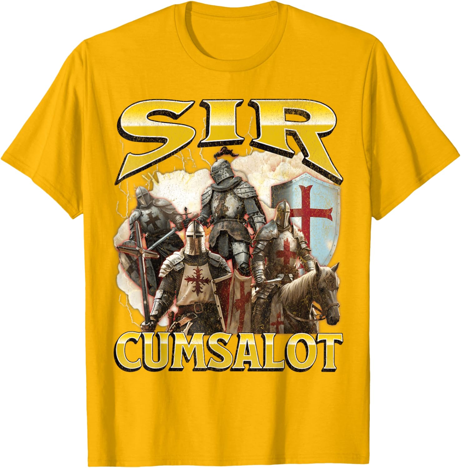 Sir Cumsalot Funny Offensive Knight Meme Graphic T-Shirt for Adults - 7