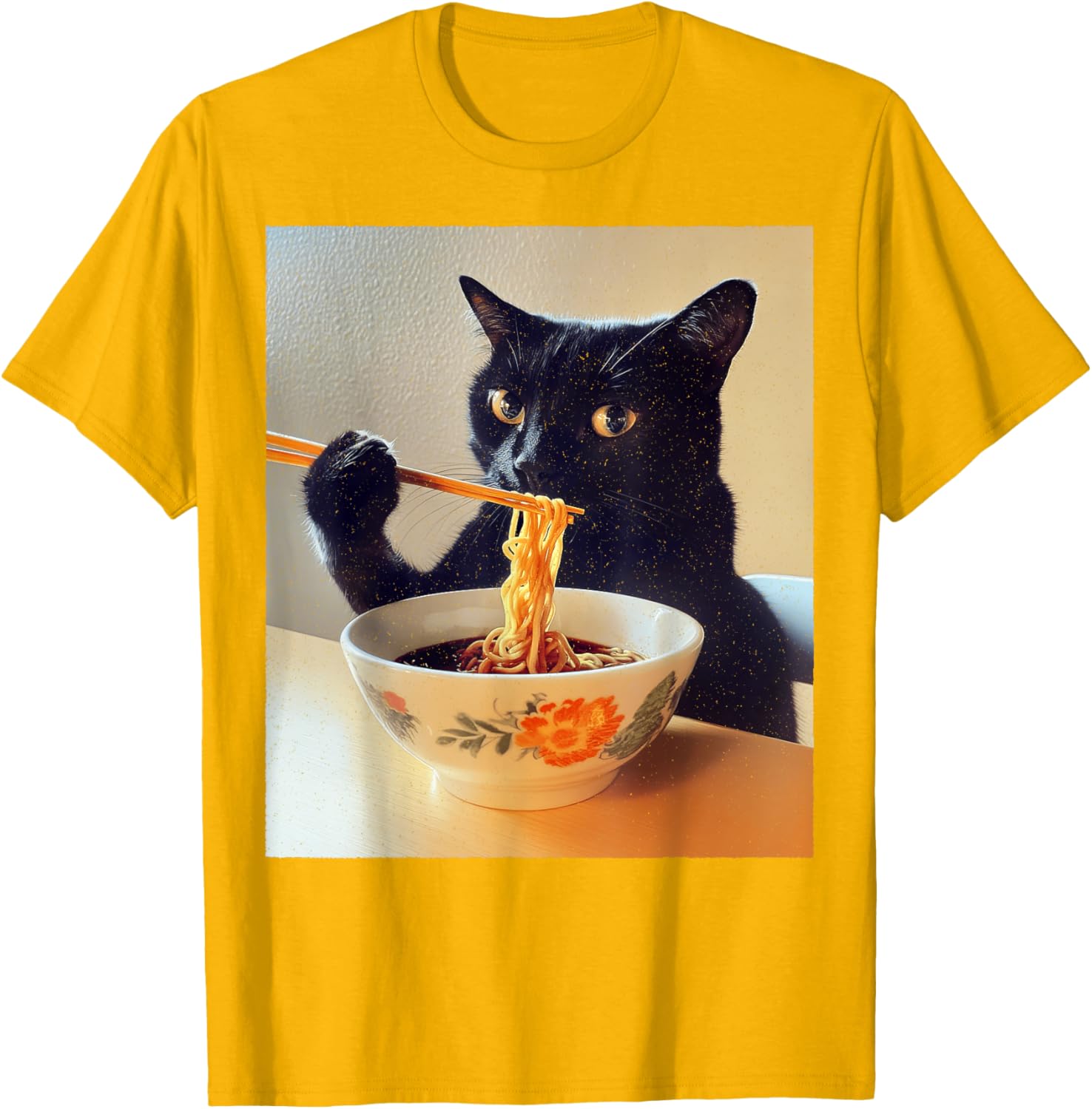 Funny Black Cat Ramen Lover T-Shirt for Noodle Enthusiasts - 16
