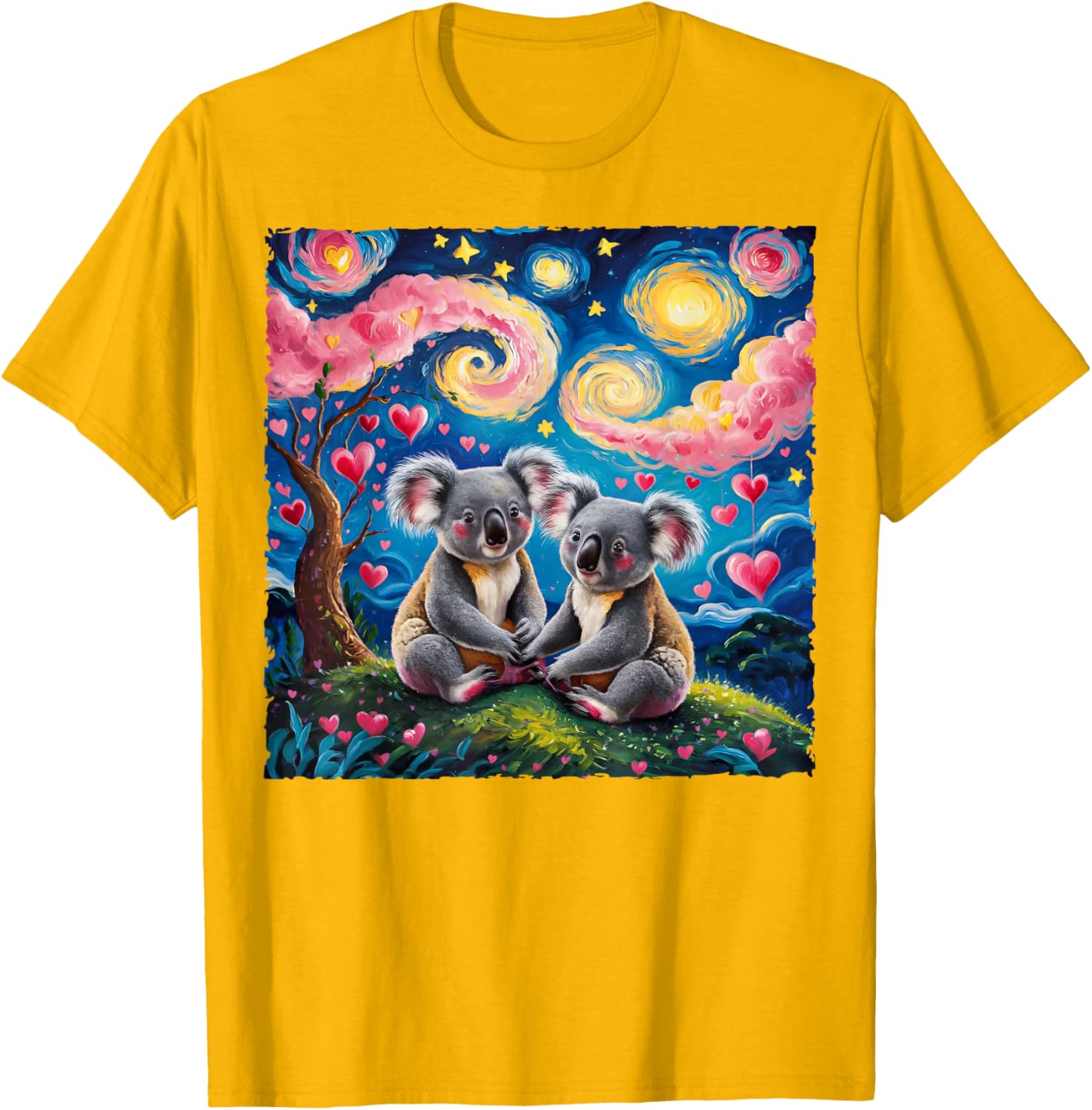 Koala Bear Van Gogh Starry Night T-Shirt for Romantic Couples - 23