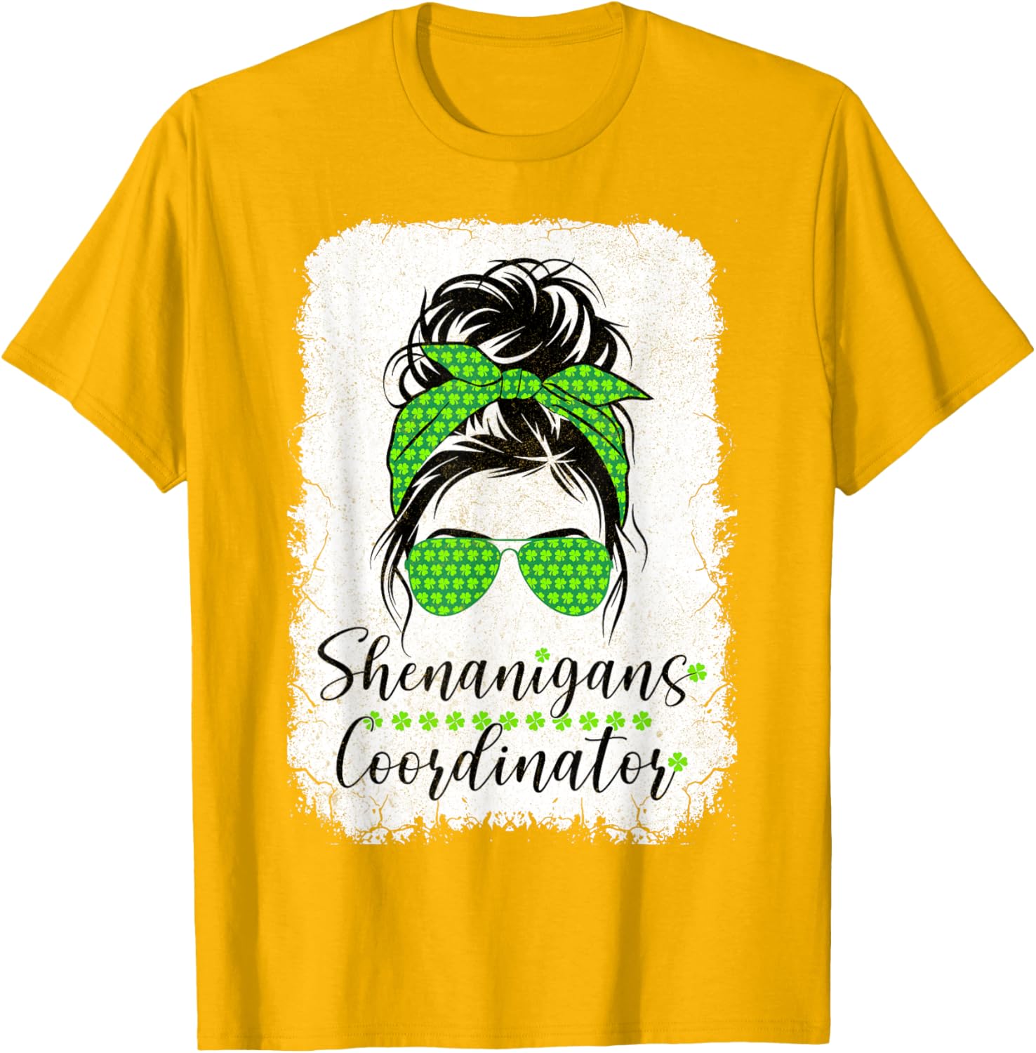 Shenanigans Coordinator Messy Bun St Patricks Day T-Shirt for Women - 1