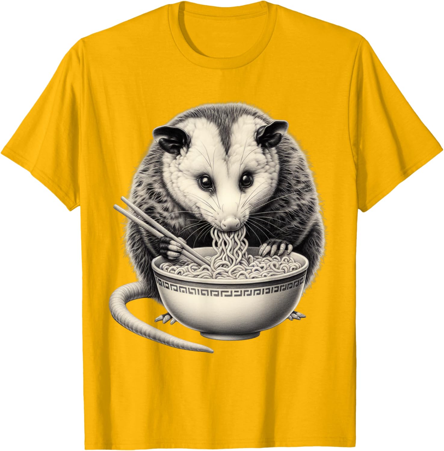 Opossum Eating Ramen Bowl T-Shirt Perfect for Food Lovers and Animal Fans - 19