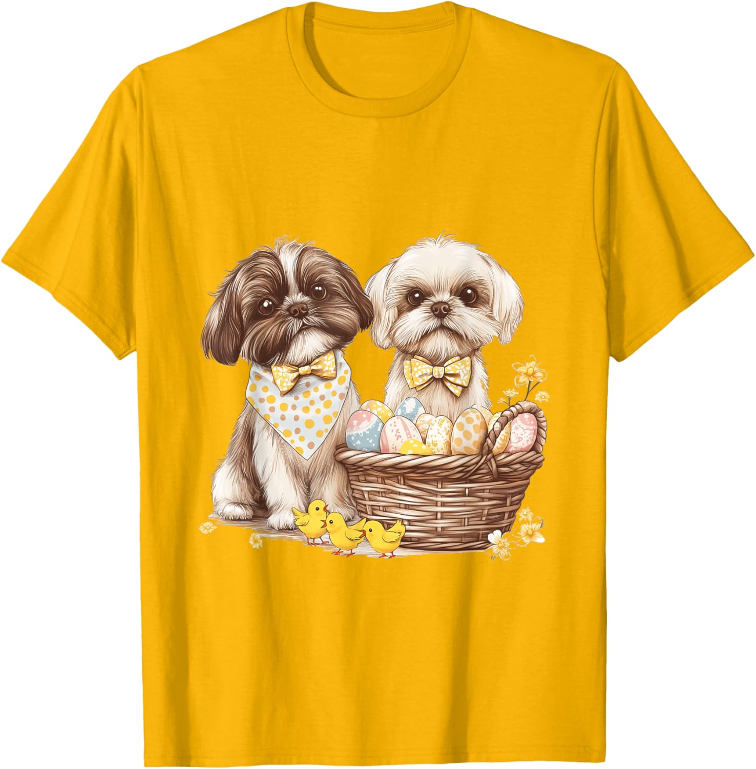 Happy Easter Shih Tzu Dog T-Shirt with Eggs and Chicks for Fun Celebrations - 29